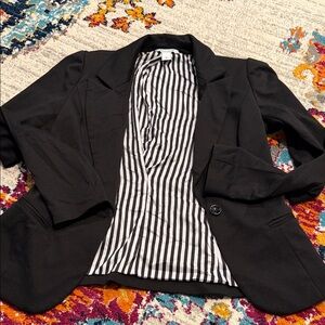 White House Black Market Black Blazer with Striped Lining
